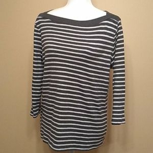 5 for $20! Karen Scott Striped Grey Sweater